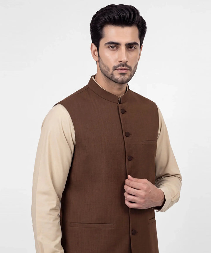 brown formal waistcoat | JJVCA48423-95
