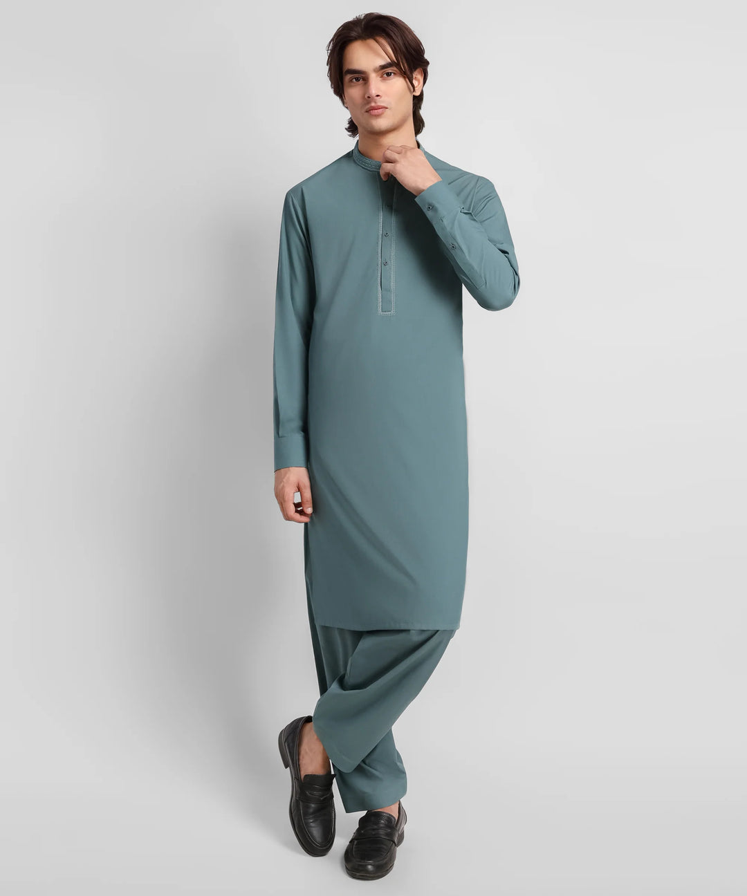 J. Cadet Blue Semi-Formal Kameez Shalwar – JTKSA42170
