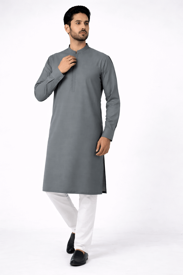 Grey Blended Semi-Formal Kurta | Jjka47518