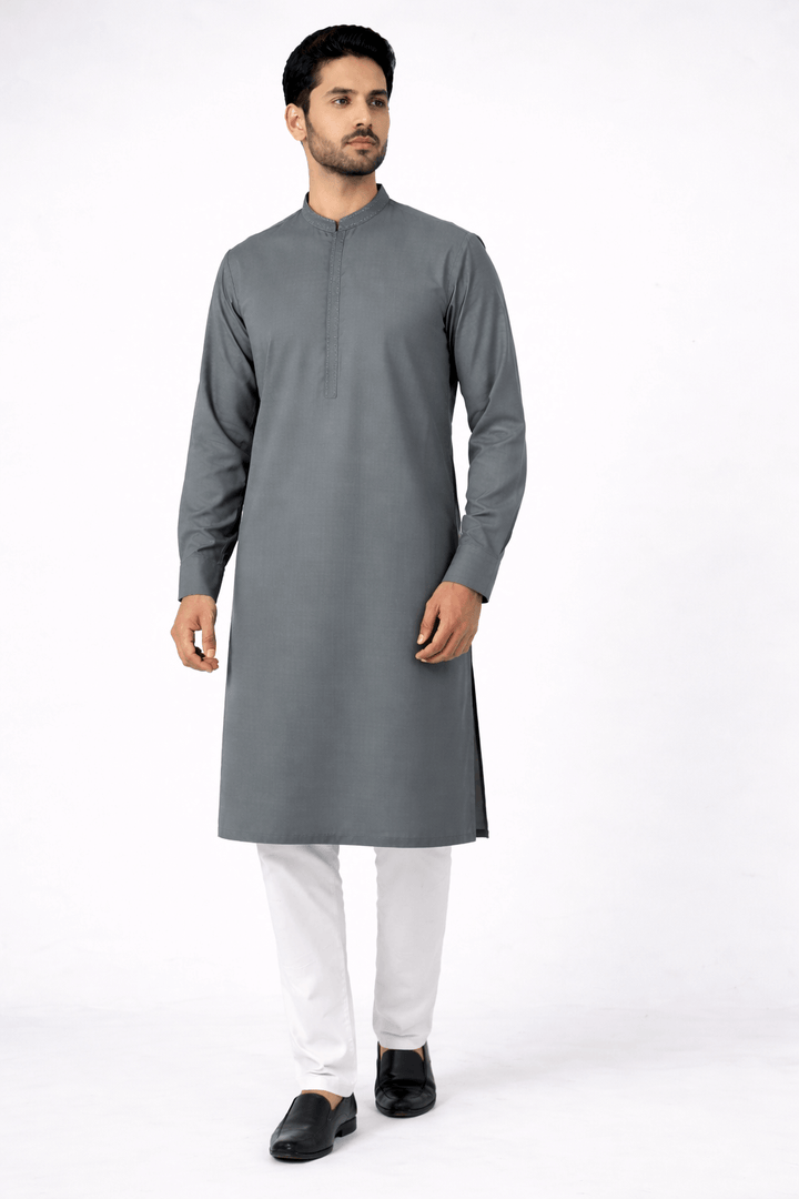 Grey Blended Semi-Formal Kurta | Jjka47518