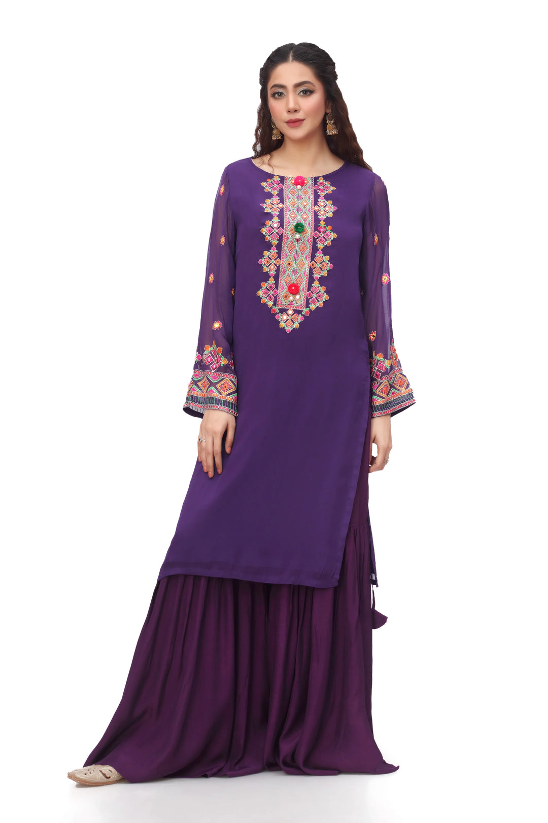 Purple Pak Chiffon Designer Shirt 1PC | FR0716-12