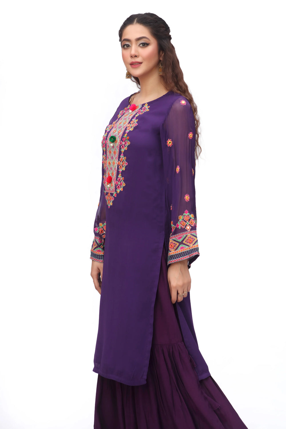 Purple Pak Chiffon Designer Shirt 1PC | FR0716-12