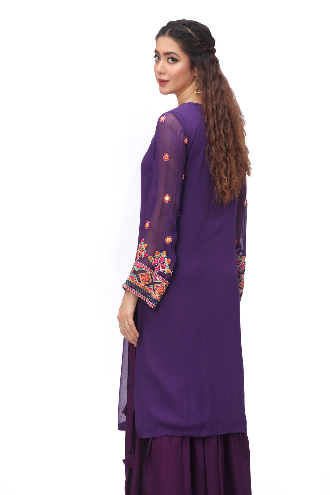 Purple Pak Chiffon Designer Shirt 1PC | FR0716-12