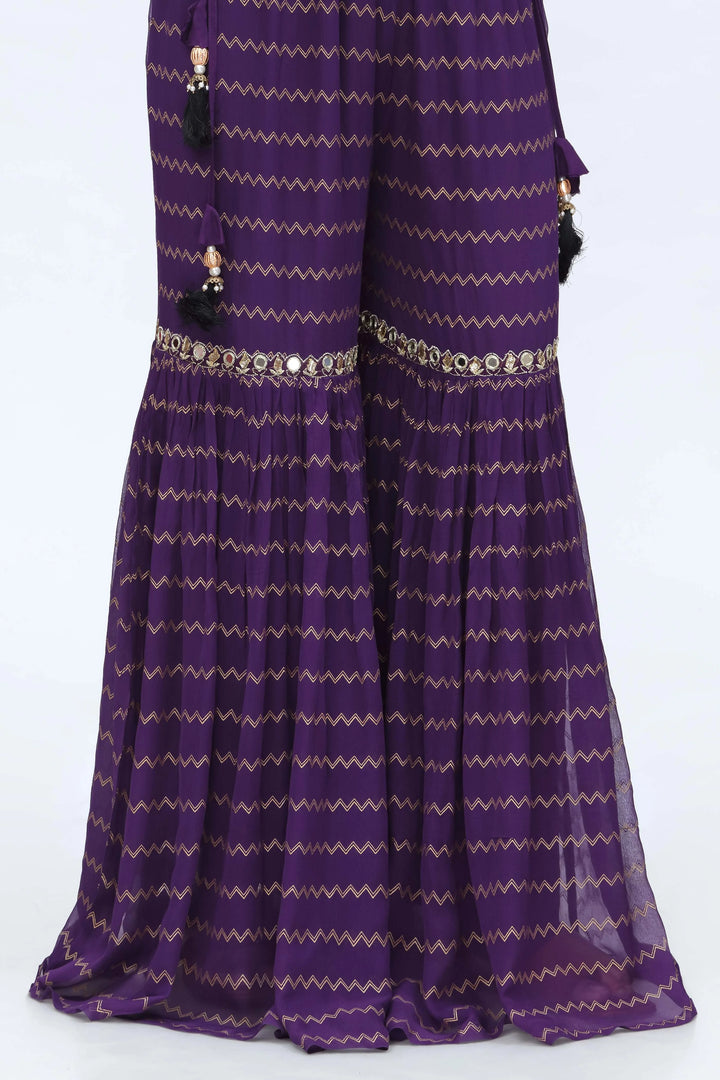 RANGJA RANGJA ZIG ZAG LINES GHARARA | FZ070903-10 GHARARA RANGREZA USA 7327625425 United States S Purple Chiffon S / Purple / Chiffon M / Purple / Chiffon L / Purple / Chiffon