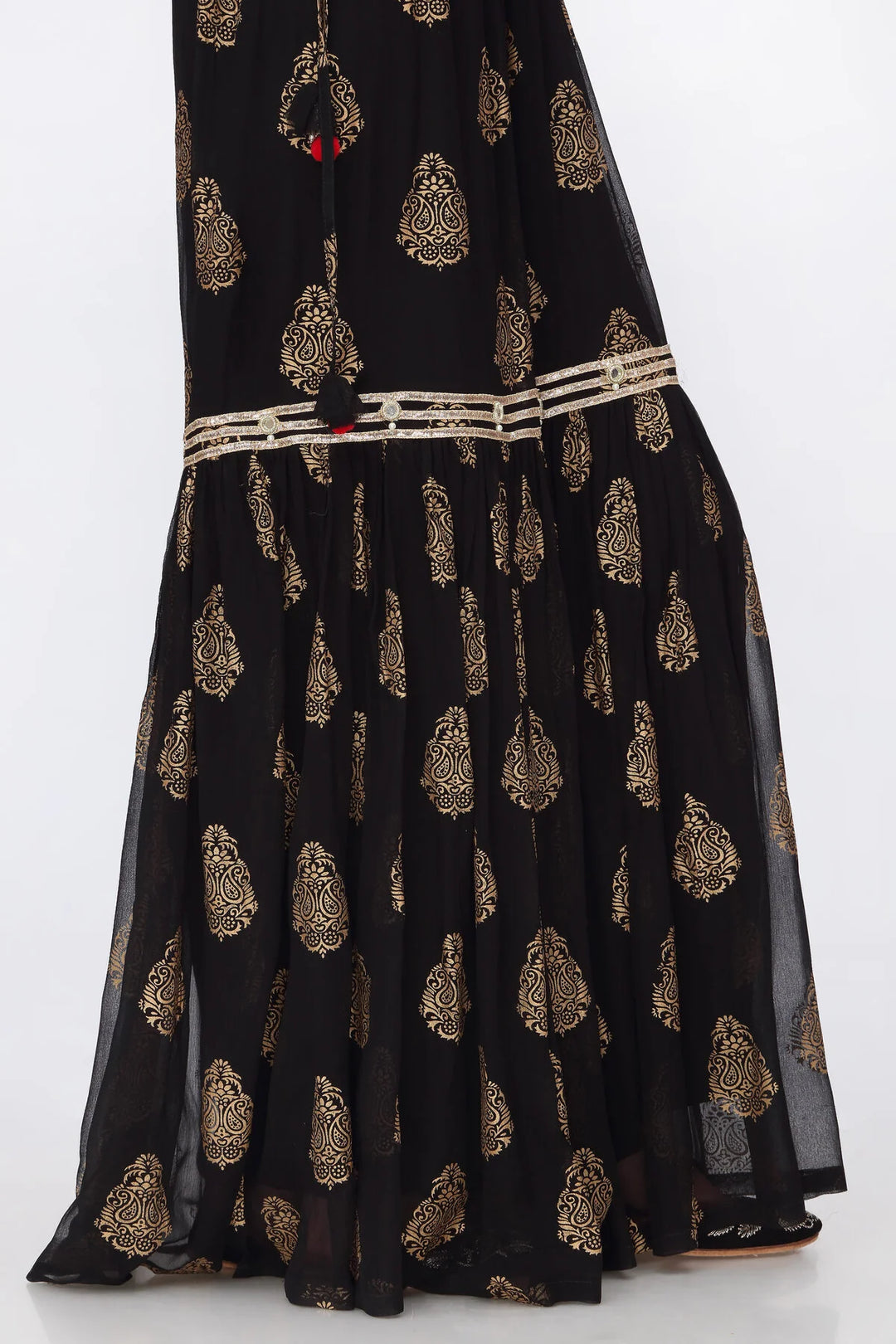 RANGJA RANGJA BLACK PANNI 2 GHARARA | FZ052302-09 GHARARA RANGREZA USA 7327625425 United States S Black Chiffon S / Black / Chiffon M / Black / Chiffon L / Black / Chiffon