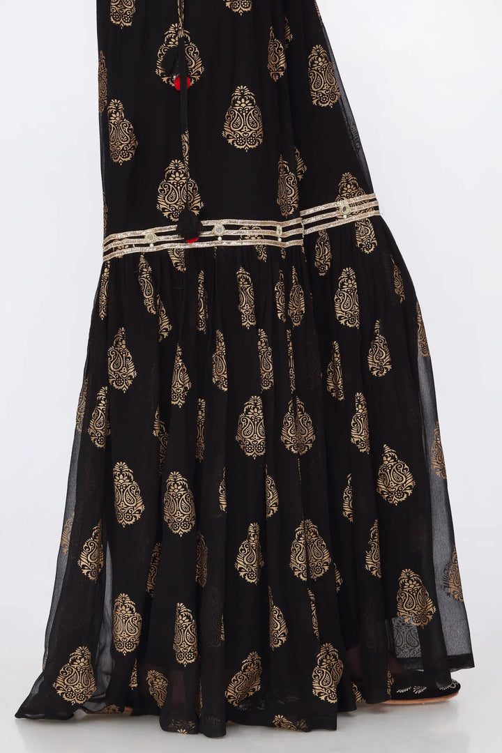 RANGJA RANGJA BLACK PANNI 2 GHARARA | FZ052302-09 GHARARA RANGREZA USA 7327625425 United States S Black Chiffon S / Black / Chiffon M / Black / Chiffon L / Black / Chiffon