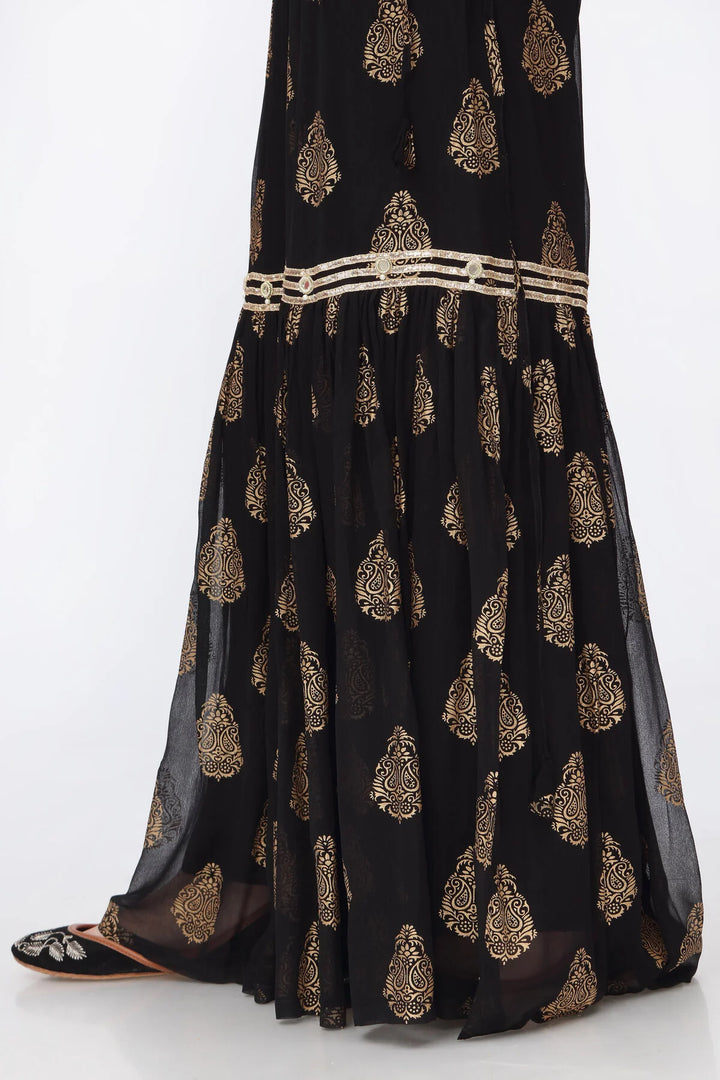 RANGJA RANGJA BLACK PANNI 2 GHARARA | FZ052302-09 GHARARA RANGREZA USA 7327625425 United States S Black Chiffon S / Black / Chiffon M / Black / Chiffon L / Black / Chiffon