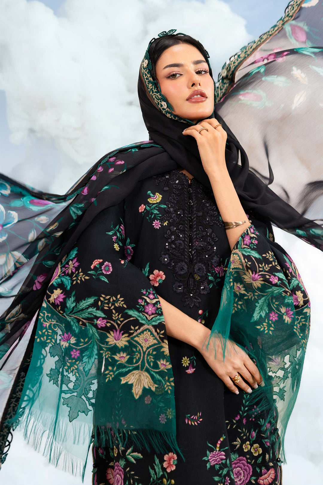 3 Pc stitched Embroidered Lawn Suit | MB-CUSV14-01B-08