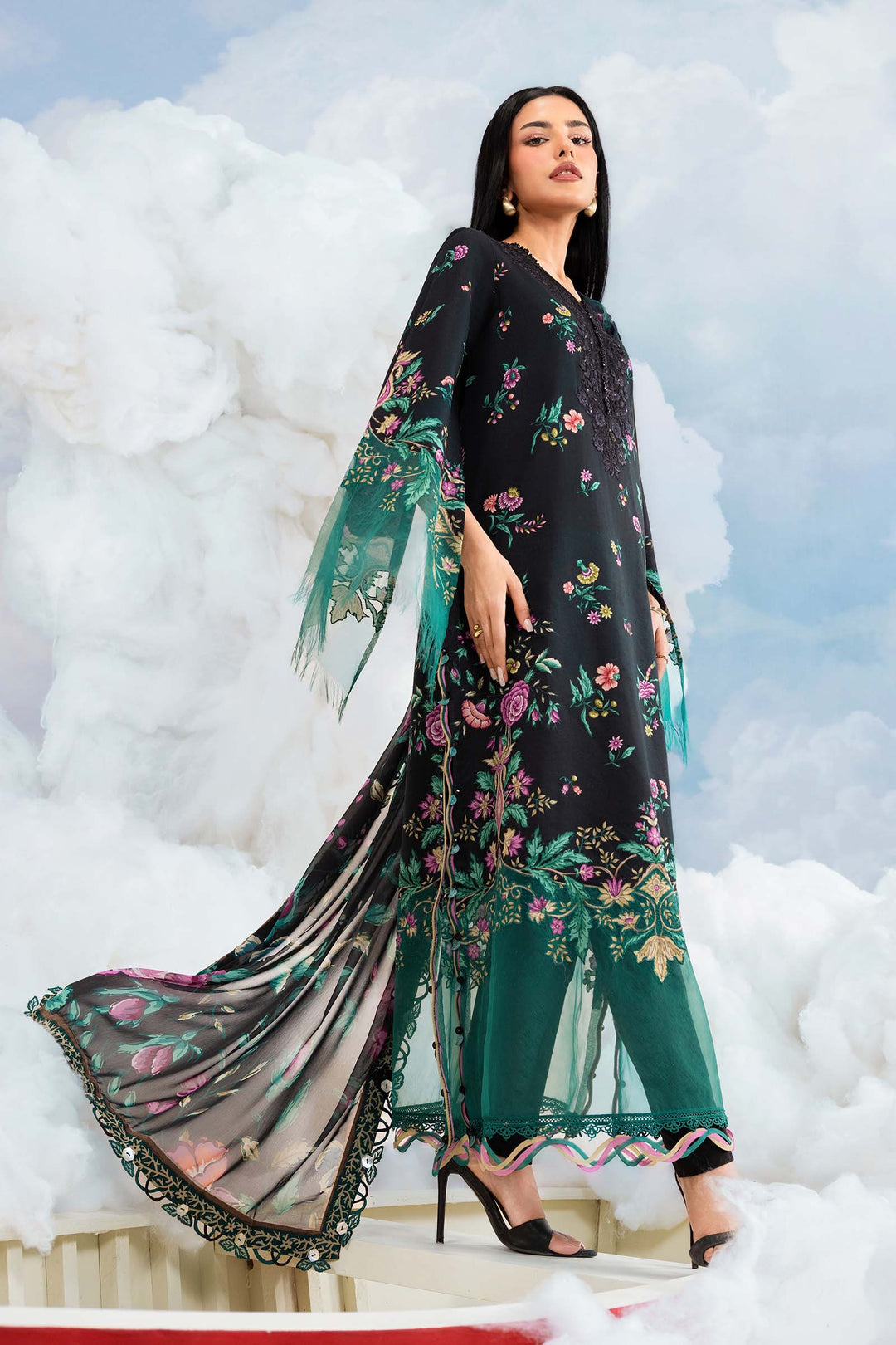 3 Pc stitched Embroidered Lawn Suit | MB-CUSV14-01B-08