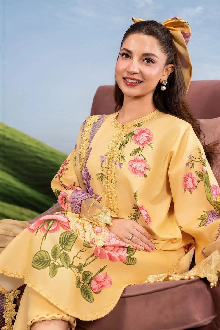 3 Pc stitched Embroidered Lawn Suit | MB-CUSV14-04B-08