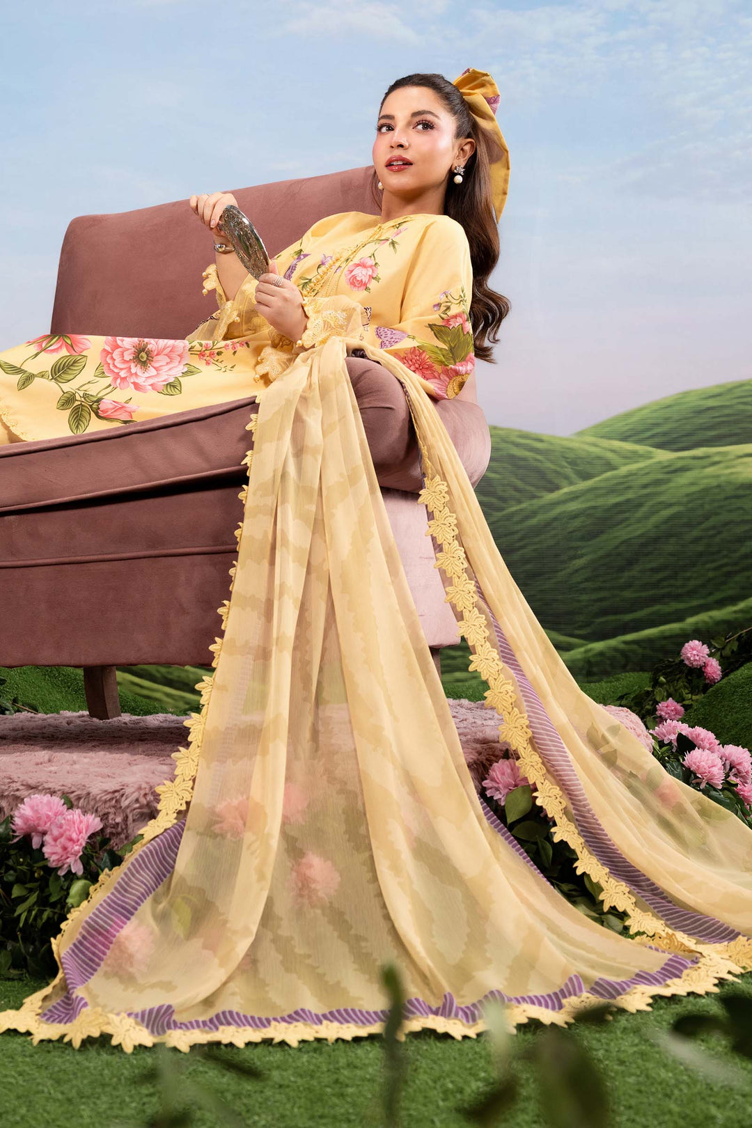3 Pc stitched Embroidered Lawn Suit | MB-CUSV14-04B-08
