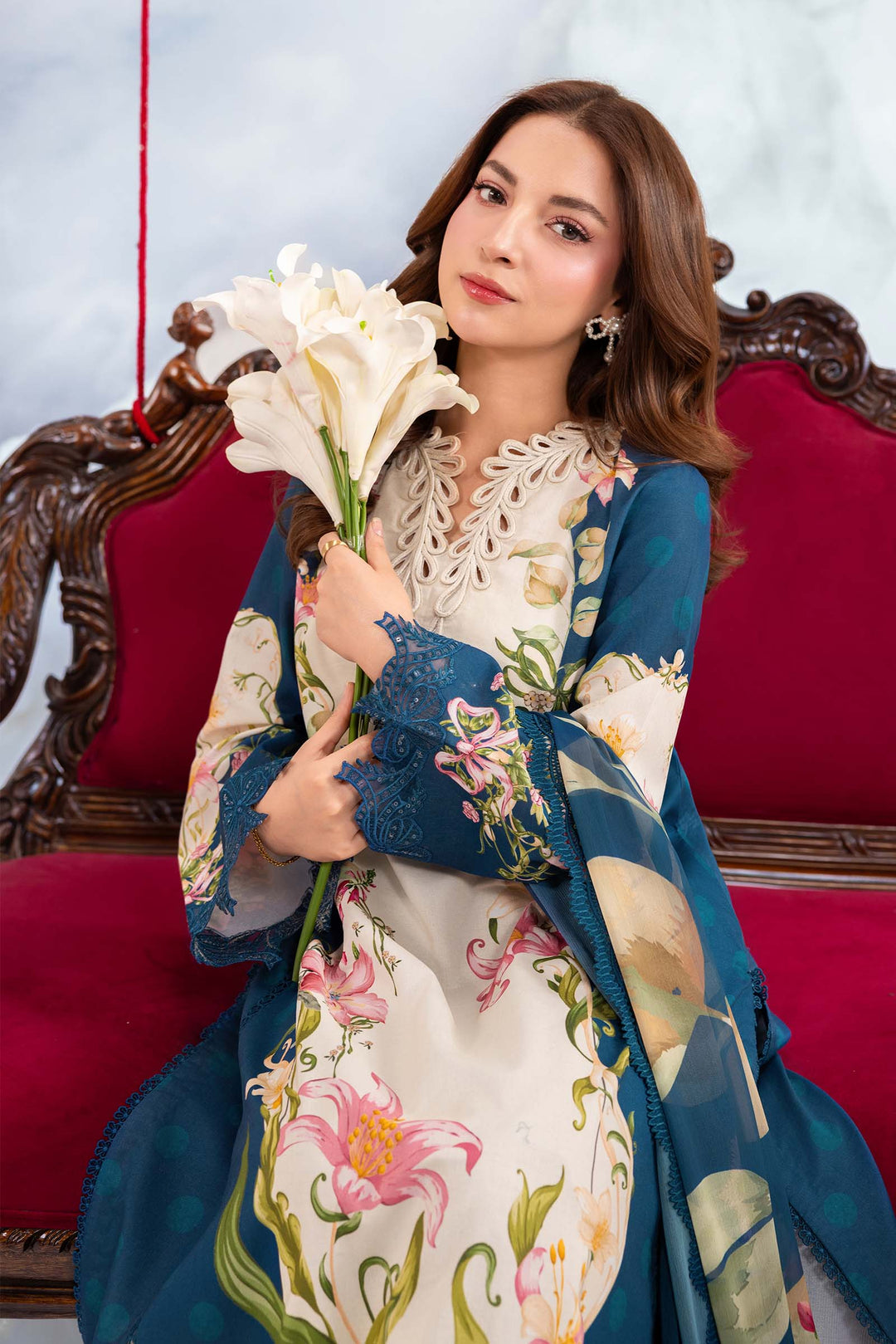 3 Pc stitched Embroidered Lawn Suit | MB-CUSV14-05B-08