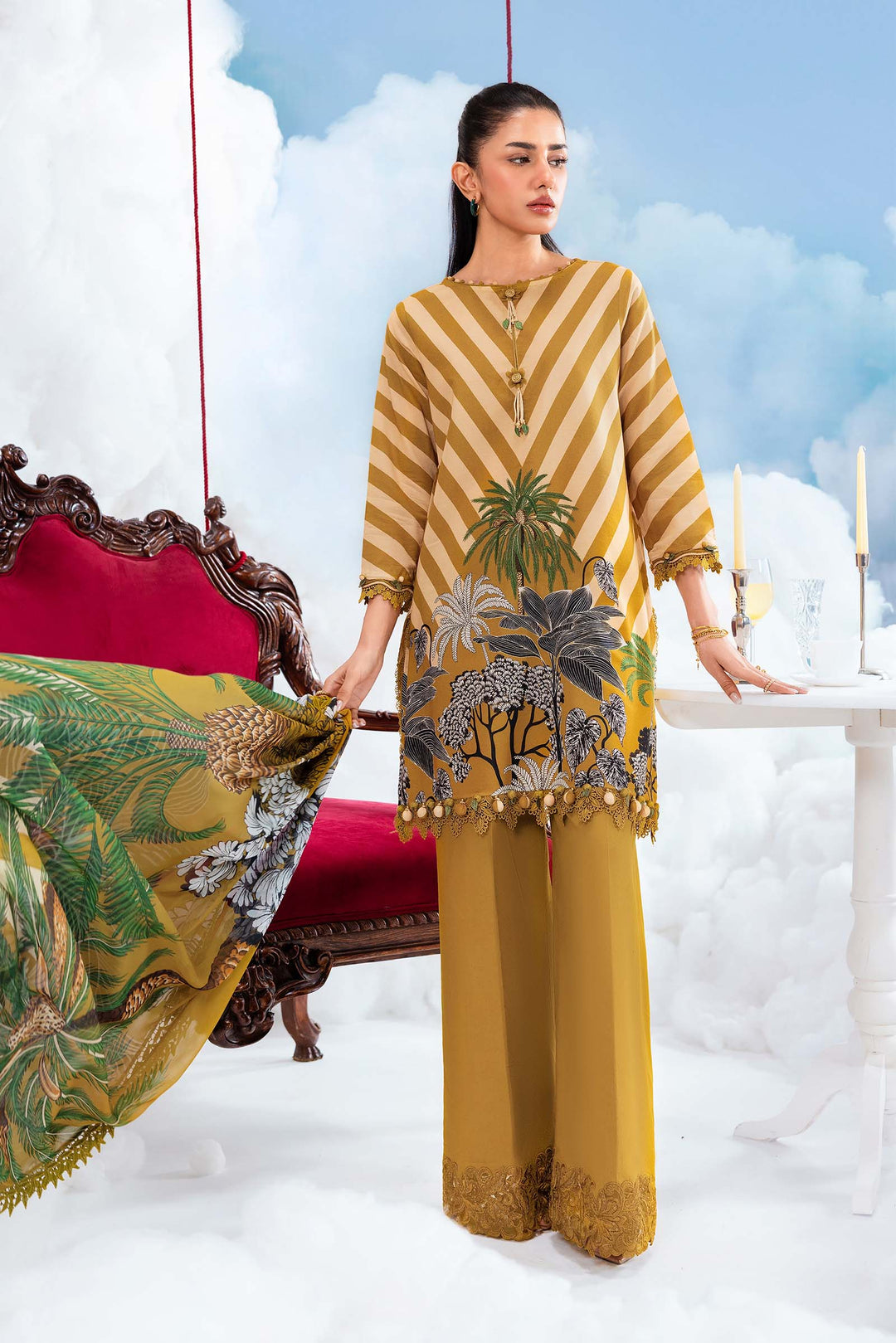 3 Pc stitched Embroidered Lawn Suit | MB-CUSV14-08A-08