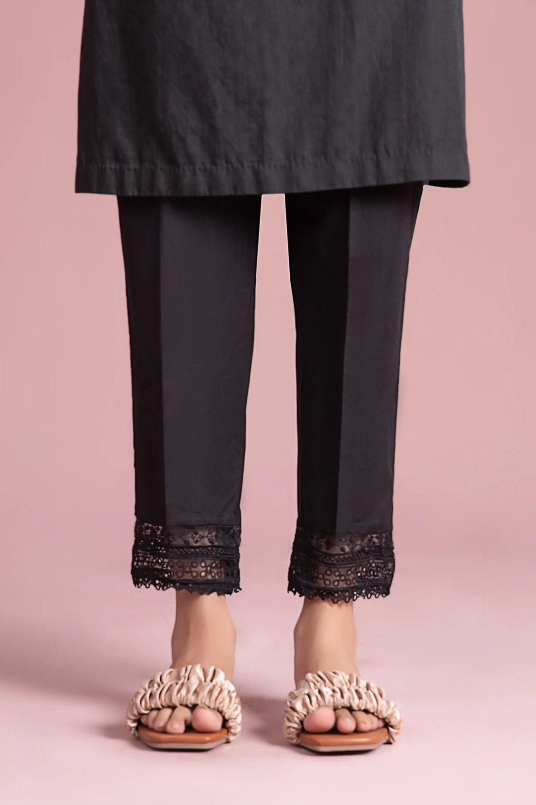 MARIA.B Trouser MARIA.B Embroidered Trouser | MB-EF24-110 PANT RANGREZA USA 7327625425 United States S / Black / Cambric M / Black / Cambric L / Black / Cambric XL / Black / Cambric S Black