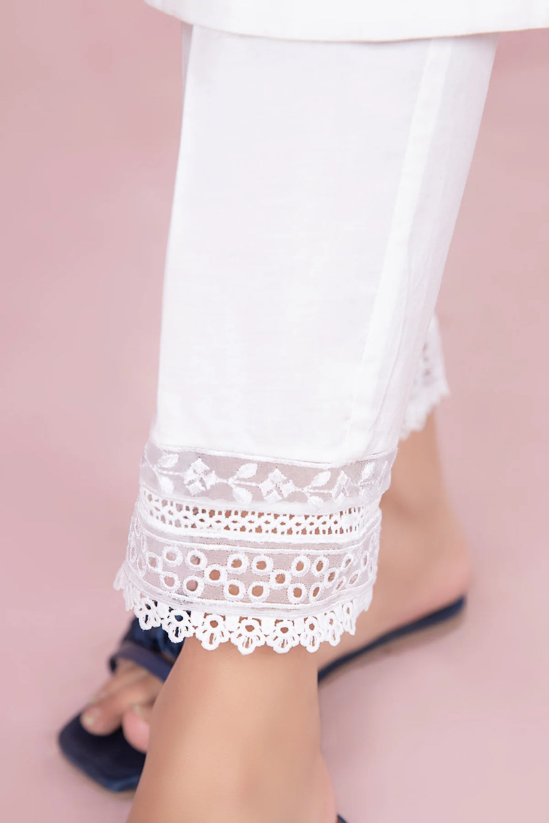 MARIA.B Embroidered White Trouser | MB-EF24-110