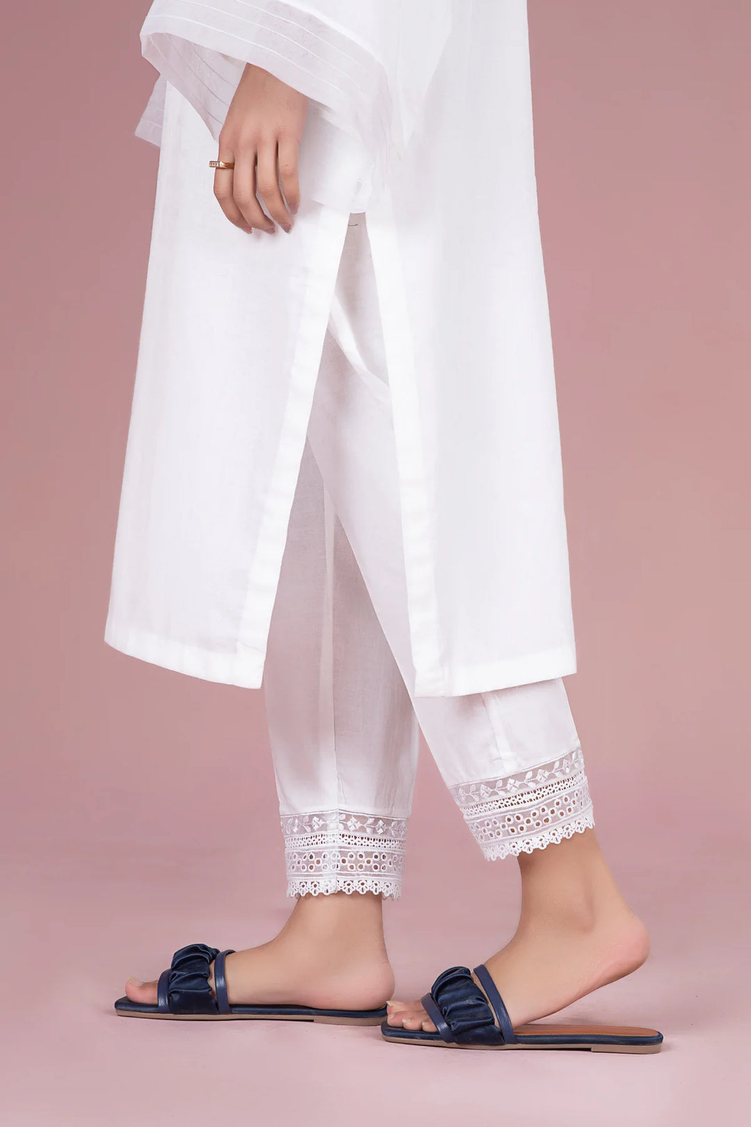 MARIA.B Embroidered White Trouser | MB-EF24-110