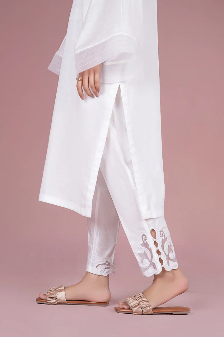 MARIA.B Pakistani White Embroidered Online Trouser | MB-EF24-175