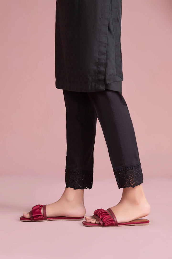 MARIA.B Trouser MARIA.B Pakistani Black Embroidered Trouser For Woman | MB-EF24-195 PANT RANGREZA USA 7327625425 United States S / Black / Cambric M / Black / Cambric L / Black / Cambric XL / Black / Cambric S Black