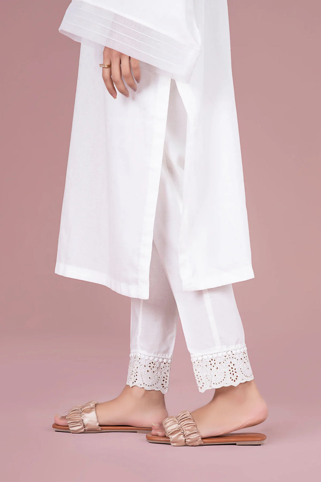 MARIA.B Pakistani White Embroidered Trouser For Woman | MB-EF24-195