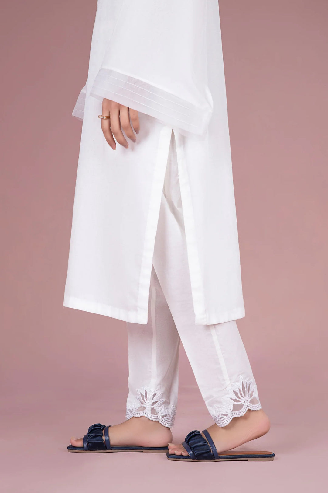 MARIA.B Trouser MARIA.B Traditional Pakistani Embroidered | MB-EF24-196 PANT RANGREZA USA 7327625425 United States S / White / Cambric M / White / Cambric L / White / Cambric XL / White / Cambric S White