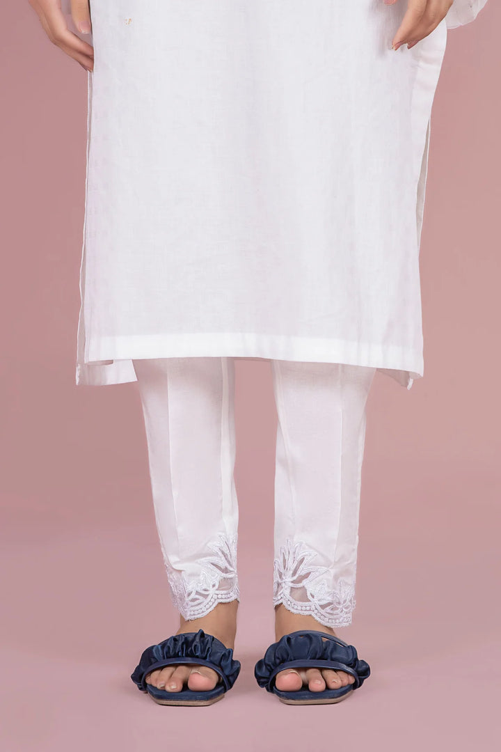 MARIA.B Trouser MARIA.B Traditional Pakistani Embroidered | MB-EF24-196 PANT RANGREZA USA 7327625425 United States S / White / Cambric M / White / Cambric L / White / Cambric XL / White / Cambric S White