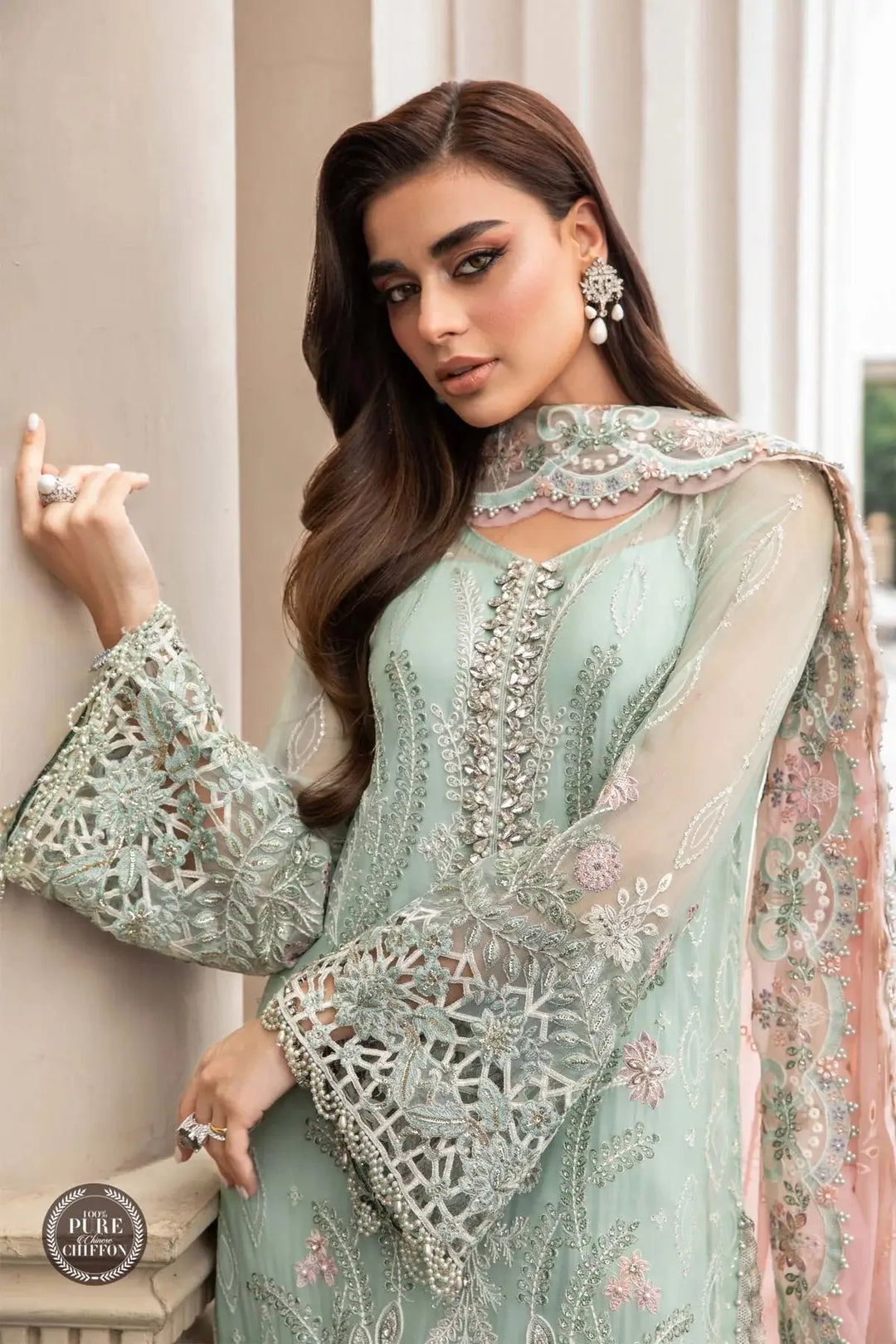 RANGREZA RANGREZA | RR-3811-15 CLOTHING RANGREZA USA 7327625425 United States M Green Chiffon M / Green / Chiffon