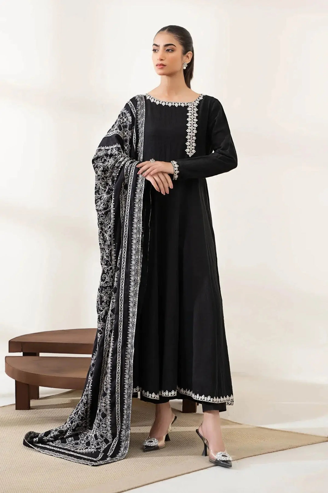 MARIA.B MARIA.B Women Black Long Frock Suit | DW-W23-29 Rangreza MARIA.B MARIA.B Women Black Long Frock Suit | DW-W23-29 Rangreza