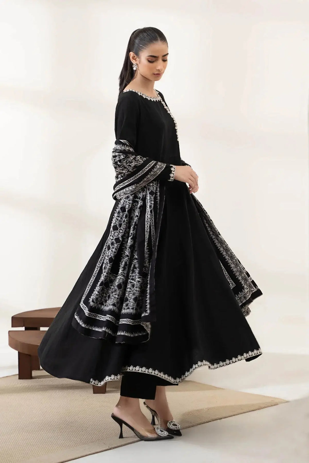MARIA.B MARIA.B Women Black Long Frock Suit | DW-W23-29 Rangreza MARIA.B MARIA.B Women Black Long Frock Suit | DW-W23-29 Rangreza