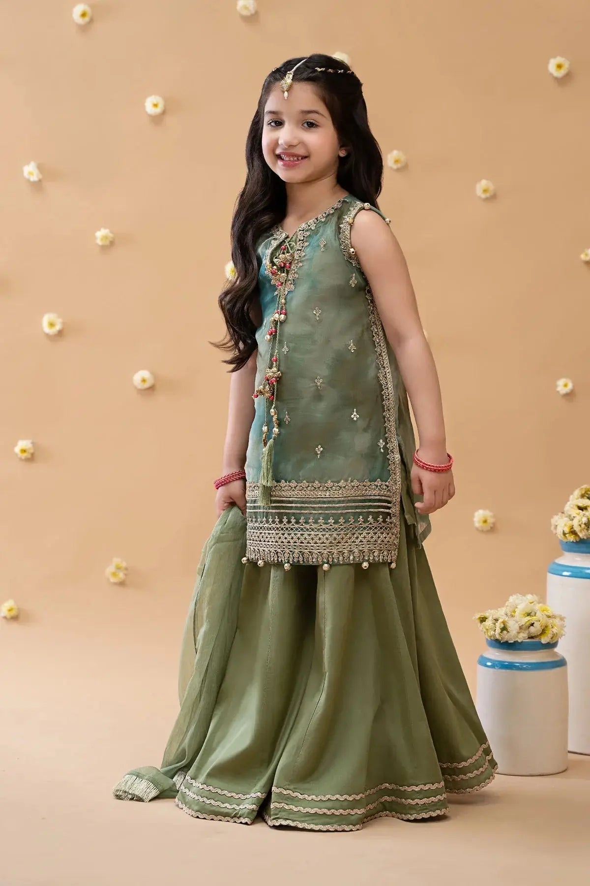 MARIA.B Girls Long Shirt with Lehenga Online | MKS-EA23-17 – RANGREZA USA