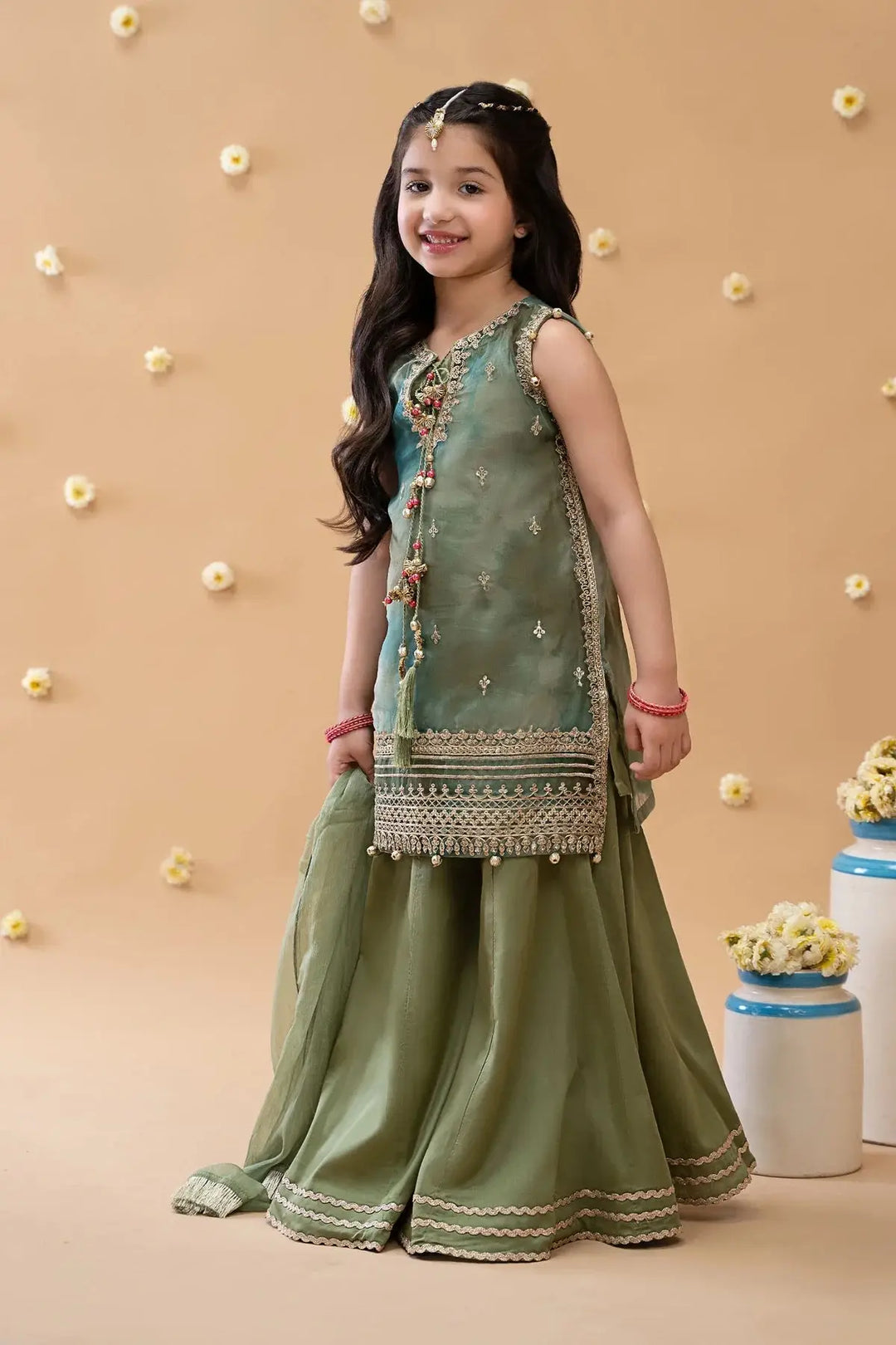 Girls Long Shirt with Lehenga Online MKS-EA23-17 - Main Image