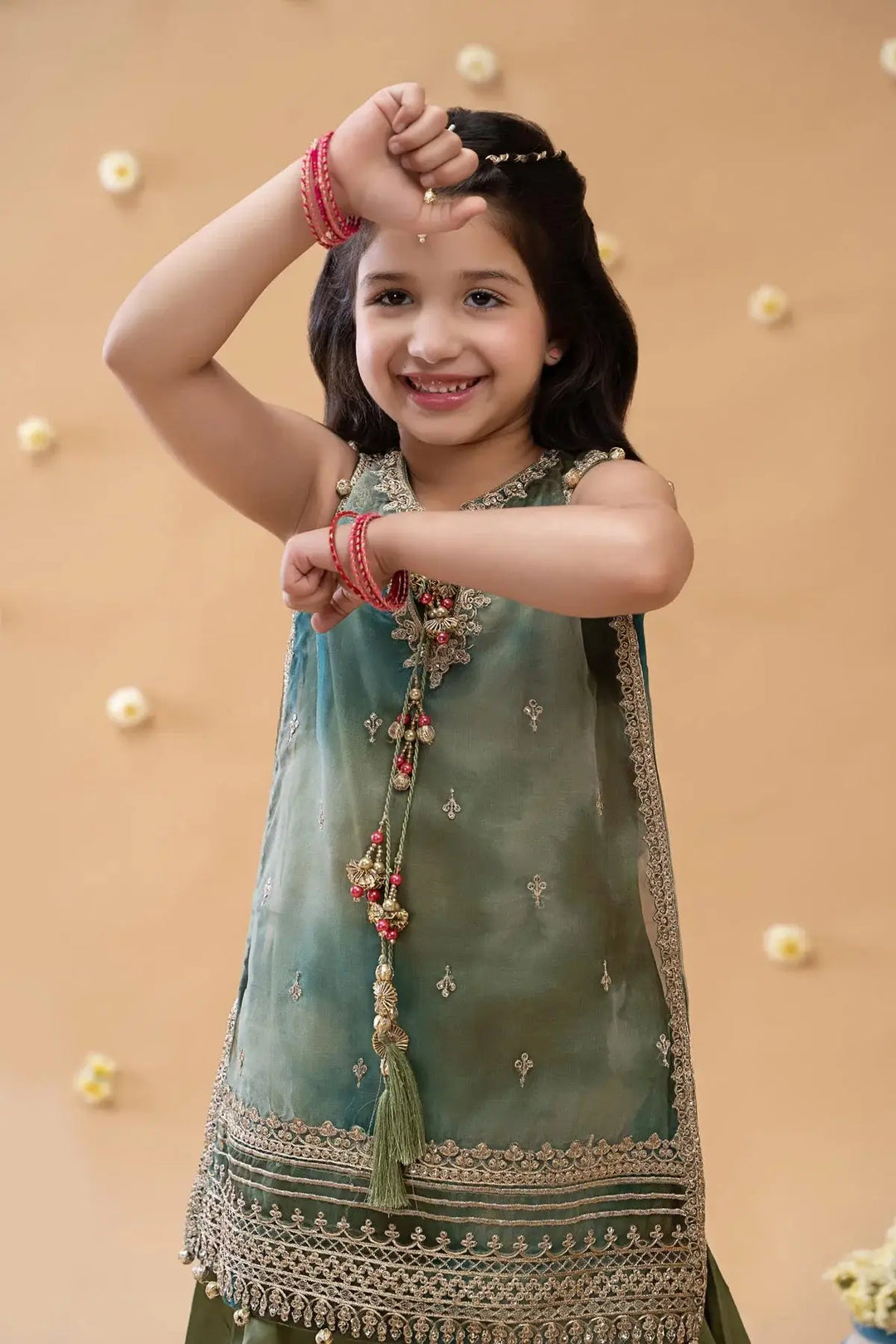 MARIA.B Girls Long Shirt with Lehenga Online | MKS-EA23-17-Rangreza Outlet