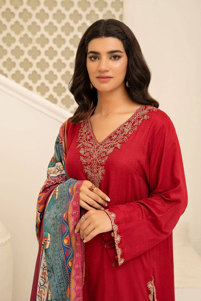MARIA.B Shalwar Suit with Digital Printed Shawl | DW-W22-48-Rangreza Outlet