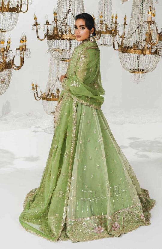 Maryum N Maria Green Maxi Wedding Dress | Embroidered Organza  Rangreza