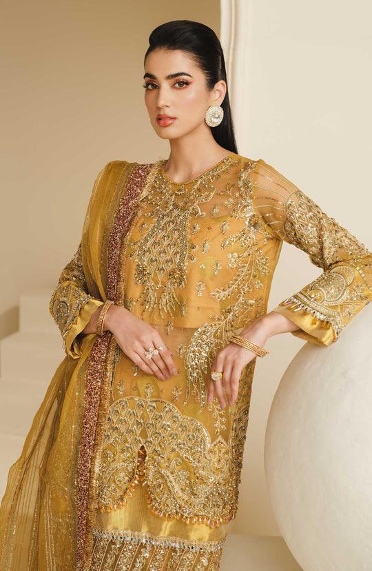 Maryum N Maria Gold Sharara suit for women | MFD-0087-Rangreza Outlet