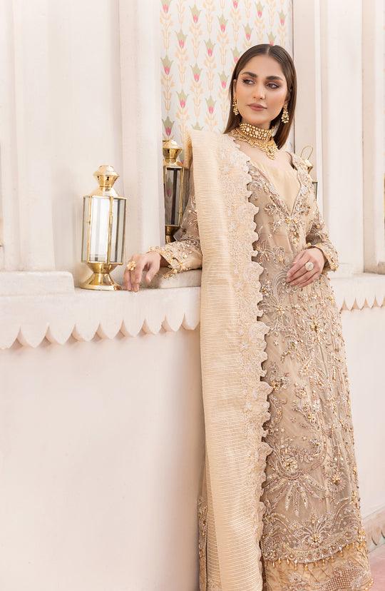Maryum N Maria Beige Pakistani Party Wear| MFD-0100-Rangreza Outlet