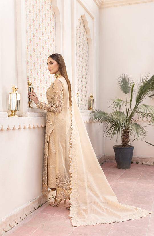 Maryum N Maria Beige Pakistani Party Wear| MFD-0100-Rangreza Outlet