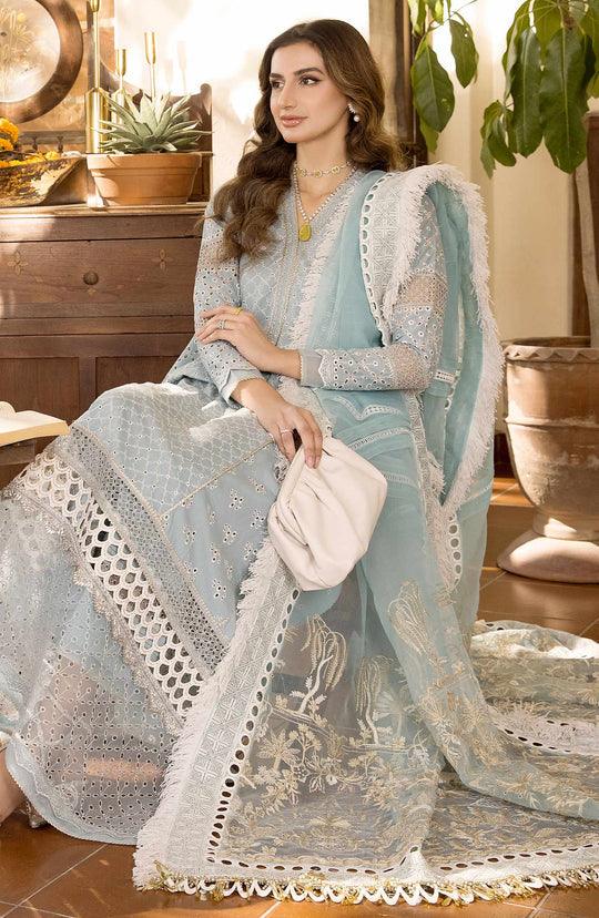 Maryum N Maria Ice Aqua chickenkari dress | MLRD-073-Rangreza Outlet