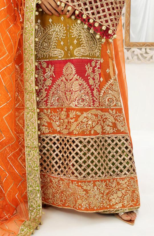 Maryum N Maria Pakistani Orange long Suit| QFD-0054-Rangreza Outlet