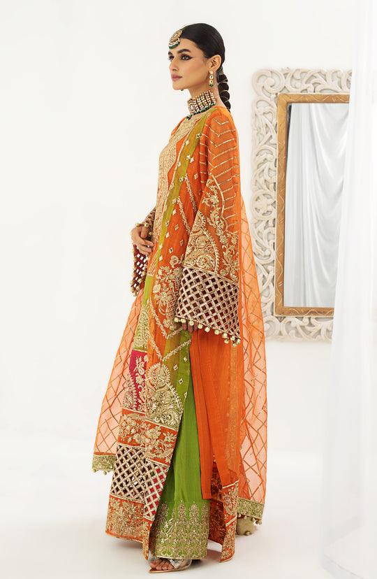 Maryum N Maria Pakistani Orange long Suit| QFD-0054-Rangreza Outlet