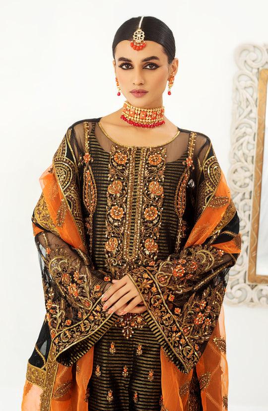 Maryum N Maria Pakistani Long Black Formal Dress | QFD-0060