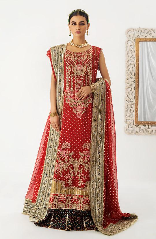 Maryum N Maria Pakistani Red long Sharara Dress| QFD-0057-Rangreza Outlet