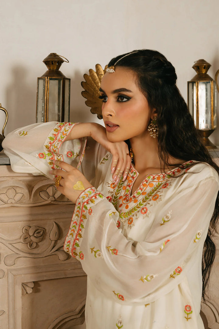 RANGJA RANGJA Peach Phool Shirt | FR089204-06 SHIRT RANGREZA USA 7327625425 United States M OFFWHITE Chiffon M / OFFWHITE / Chiffon L / OFFWHITE / Chiffon