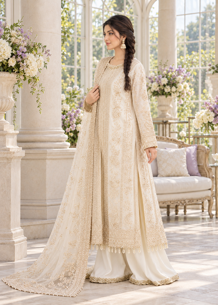 OFF-WHITE 3 Piece Embroidered Organza Suit | AL-3881-16