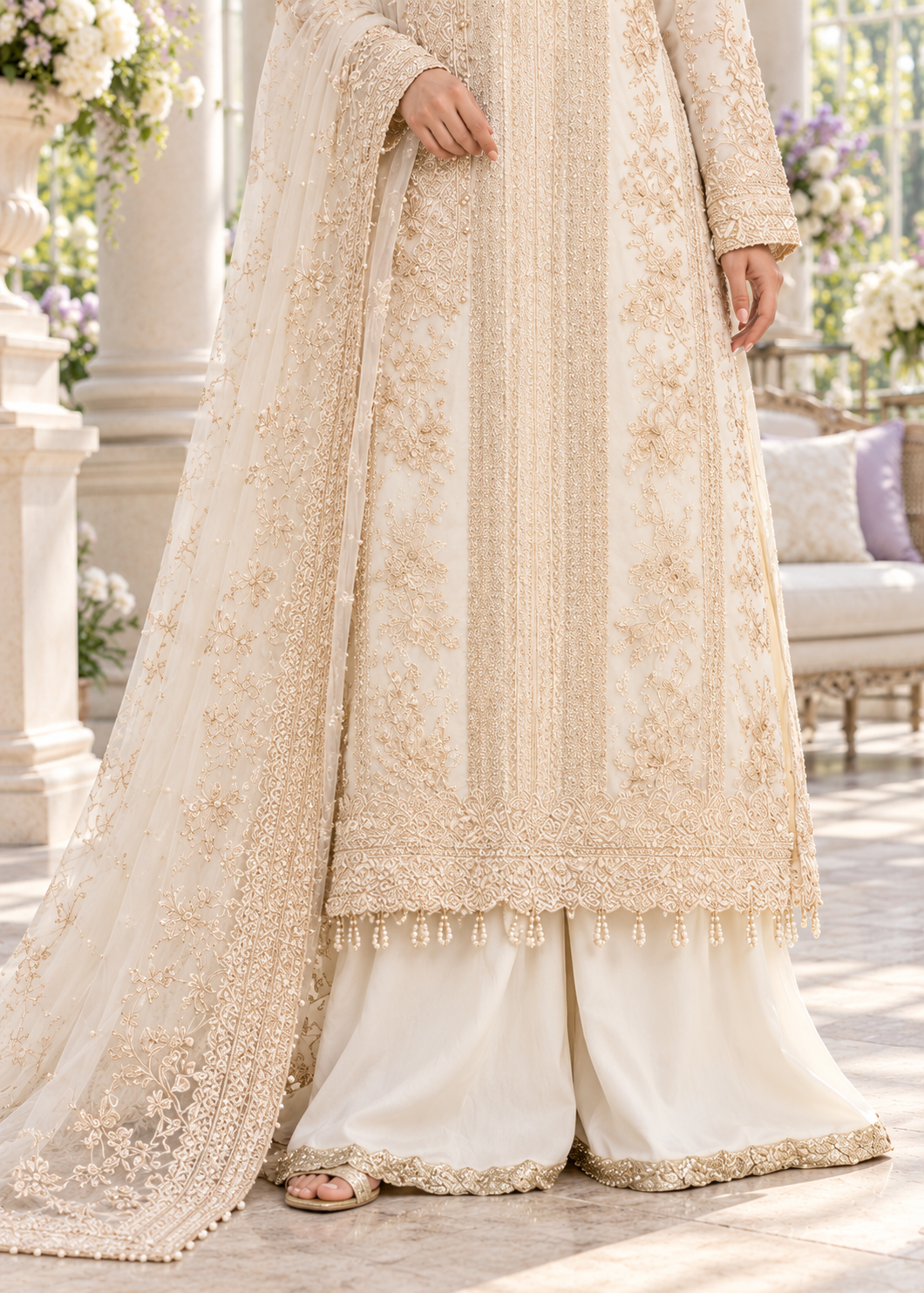 OFF-WHITE 3 Piece Embroidered Organza Suit | AL-3881-16