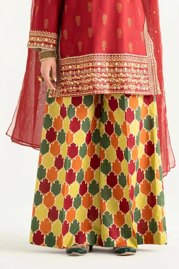 3 Piece - Printed Embroidered Suit | PMD25-13