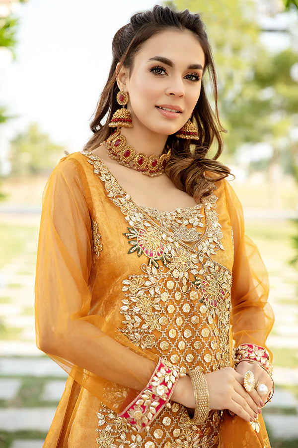 RR-8082 3 Piece Dress Embroidered Shirt with Gharara Rangreza