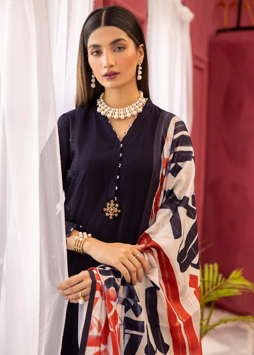 RR-8086 Dhanak jacquard sequence embroidered Three Piece Suit Rangreza