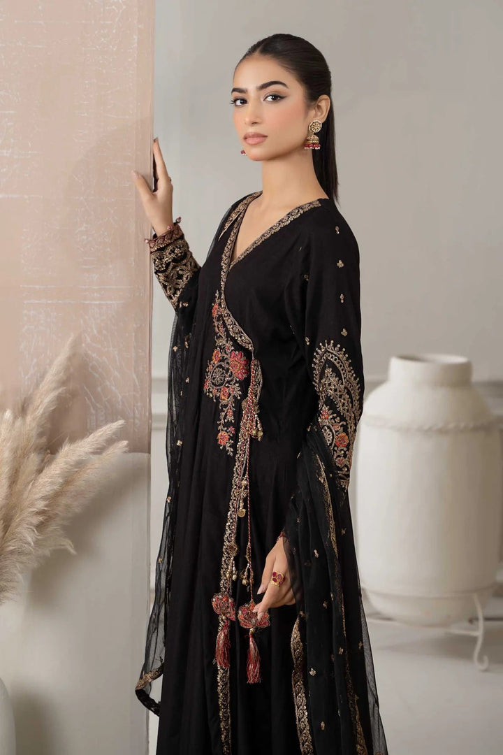 MARIA.B Black Angrakha Suit, Trouser & Dupatta RRDW-W23-33