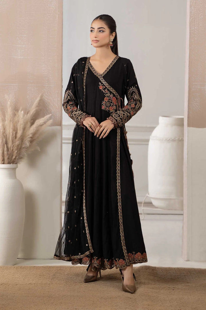 MARIA.B Black Angrakha Suit, Trouser & Dupatta RRDW-W23-33