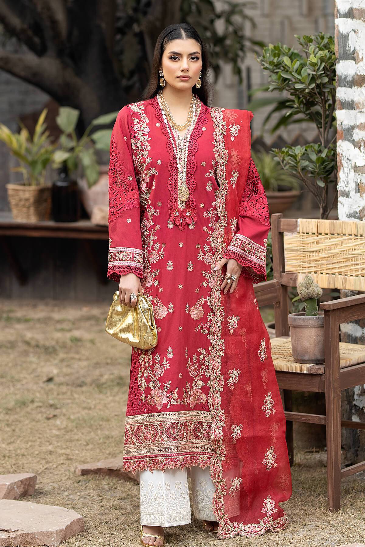 fitted lace wedding dress Embroidered Red Stitched Suit